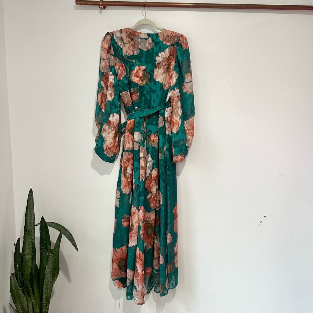 NWT Anthropologie Hutch Floral V-Neck Textured Wrap Maxi Dress - Picture 8 of 13